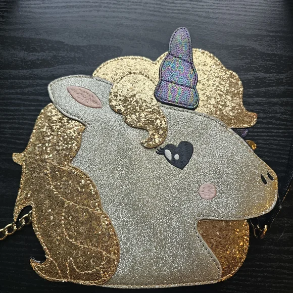 Betsey Johnson Glitter Unicorn Crossbody Bag OS - Picture 1 of 11